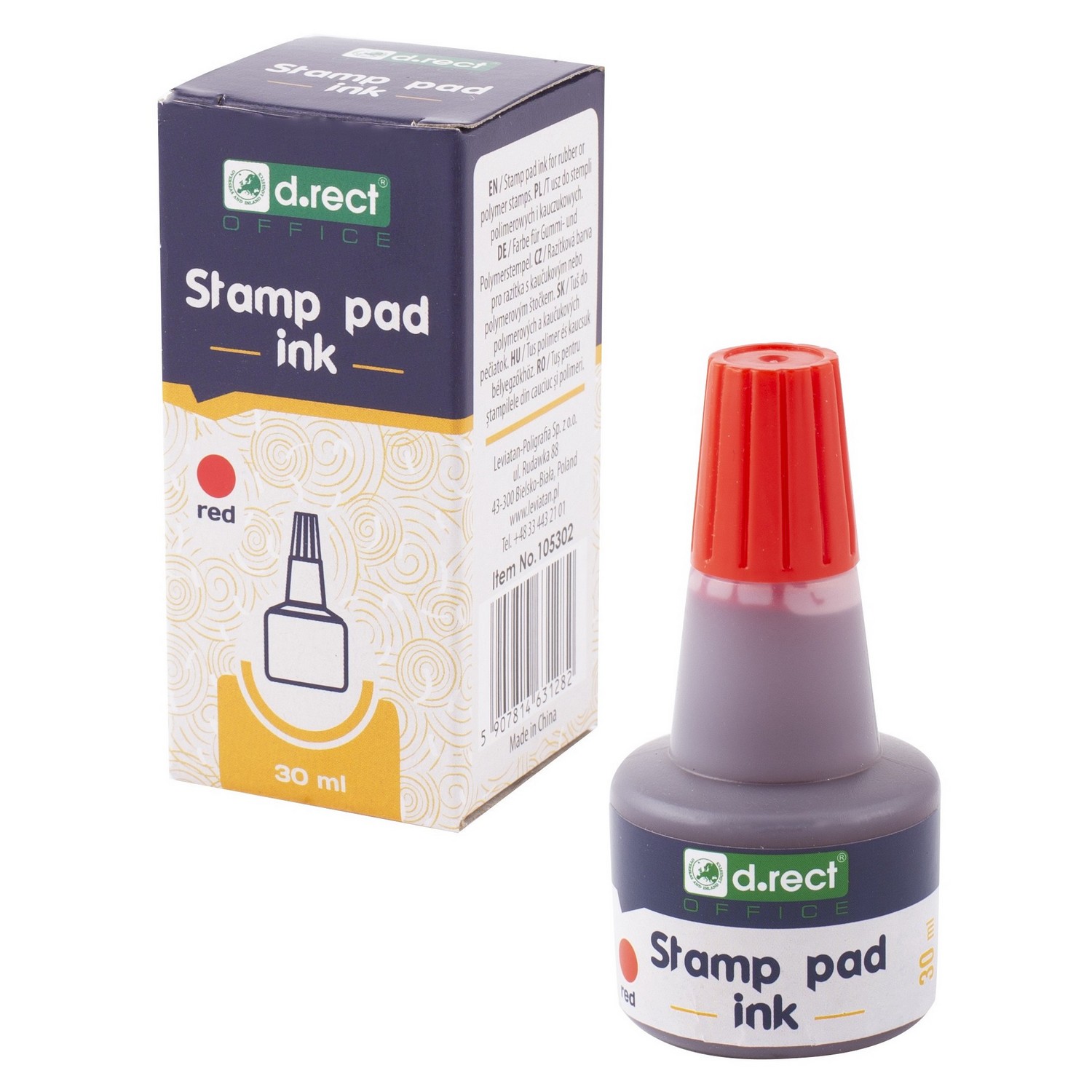 Tusz do stempli D Rect czerwony 30 ml | biuroweokazje.pl | Zamów z gwarancją!