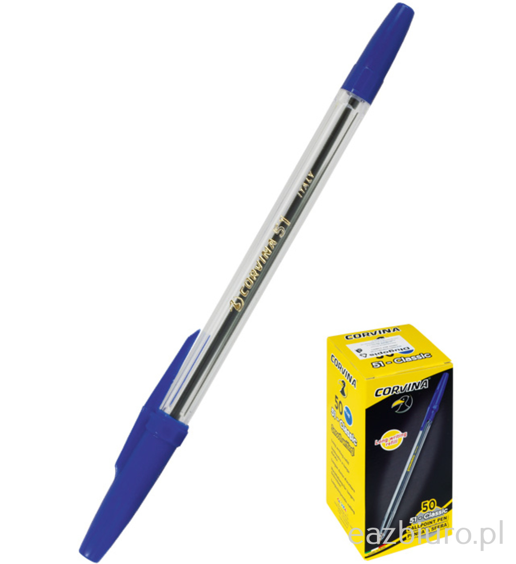 Długopis corvina niebieski do biura | biuroweokazje.pl | Kup online!