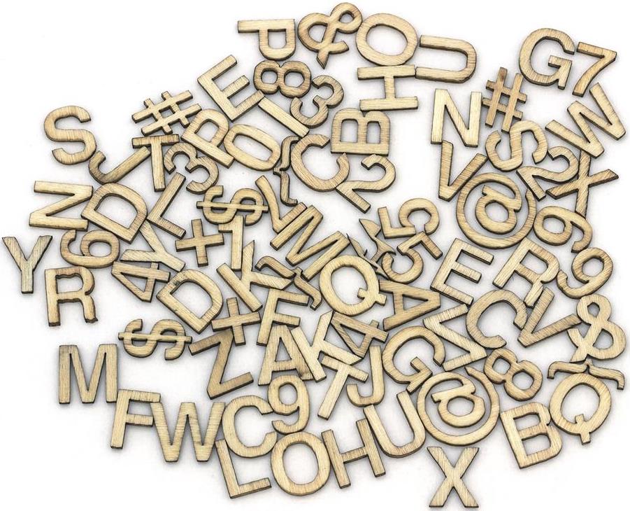 Ozdoby drewniane litery zestaw 86 sztuk 13 mm | biuroweokazje.pl | Działaj śmiało!