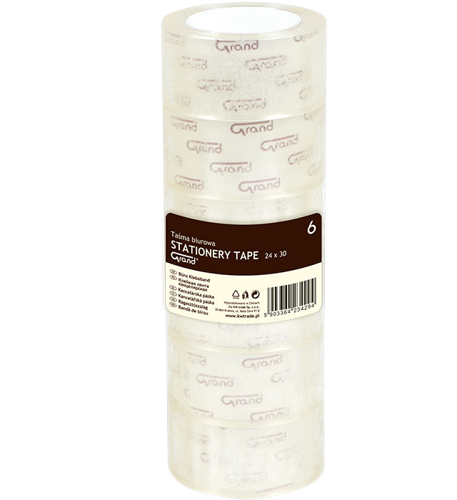 Taśma klejąca Grand 24 mm x 30 m zestaw 6 sztuk | biuroweokazje.pl | Odbierz szybko!
