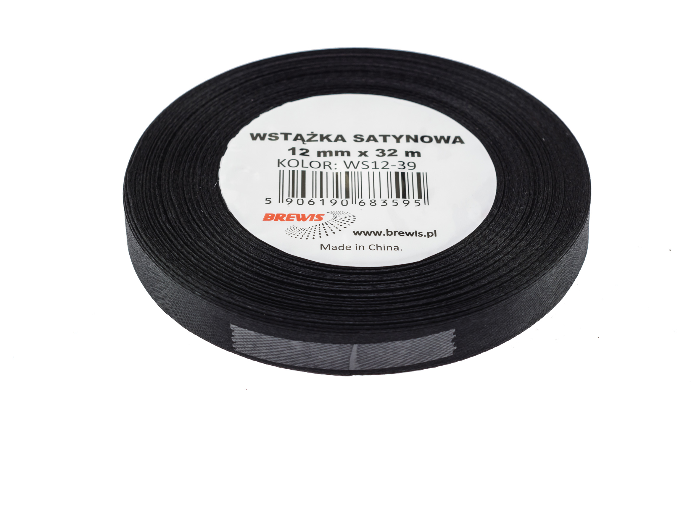 Wstążka Brewis satynowa 12 mm 32 m czarny | biuroweokazje.pl | Kliknij i kup!