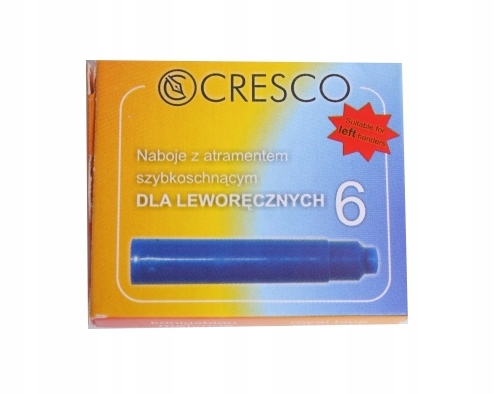 Naboje do piór dla leworęcznych niebieskie zestaw 6 sztuk | biuroweokazje.pl | Kliknij i kup!