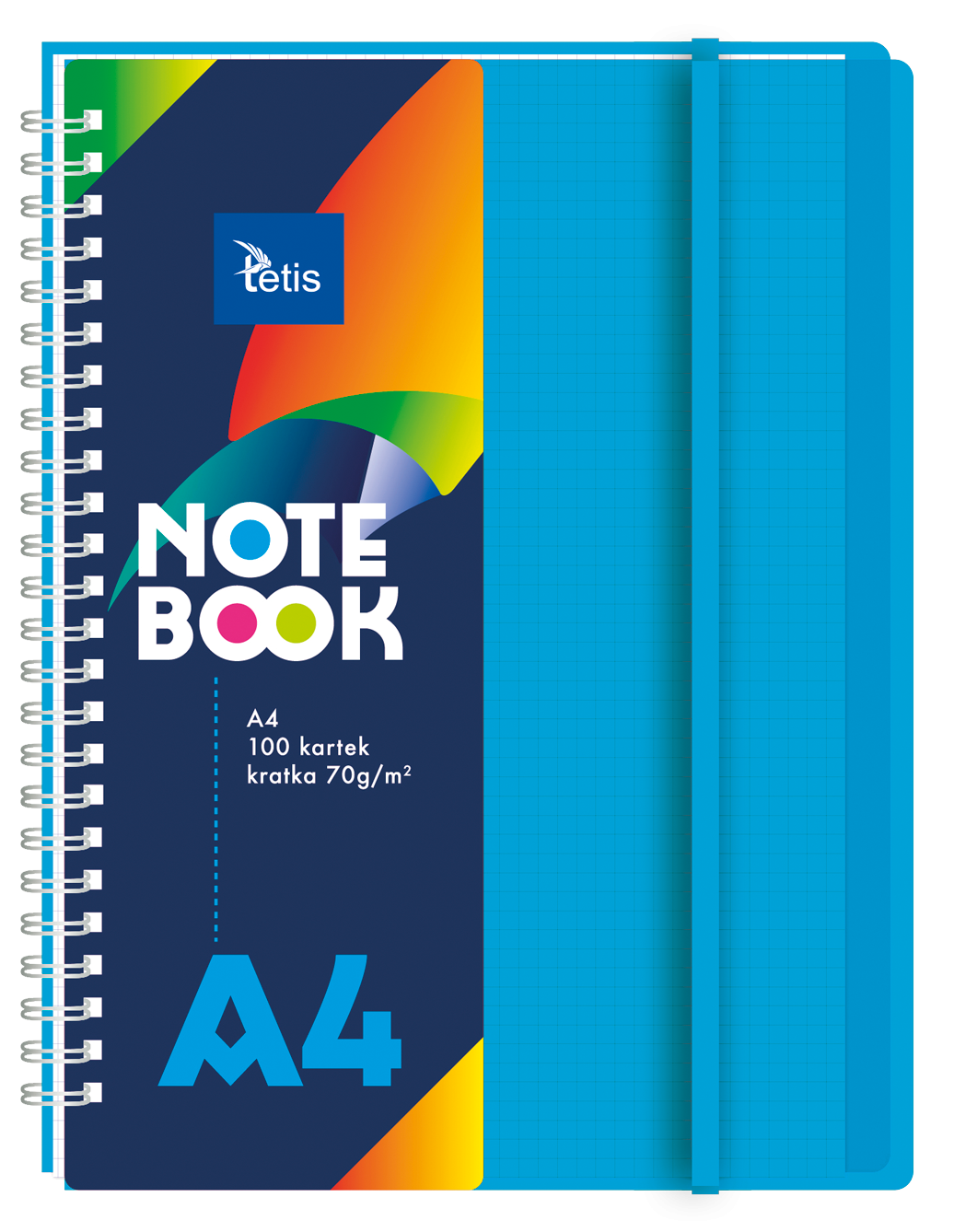 Niebieski kołonotatnik pp z przekładkami A4 Tetis, 100 kartek w kratkę | biuroweokazje.pl | Kup już teraz!