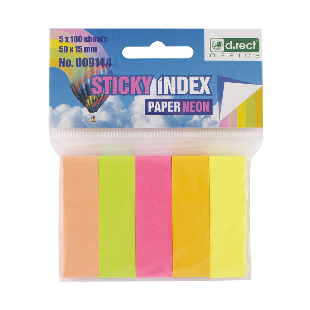 Zakładki indeksujące eko 15 x 50 mm 5 x 100 kartek neon | biuroweokazje.pl | Nie czekaj!