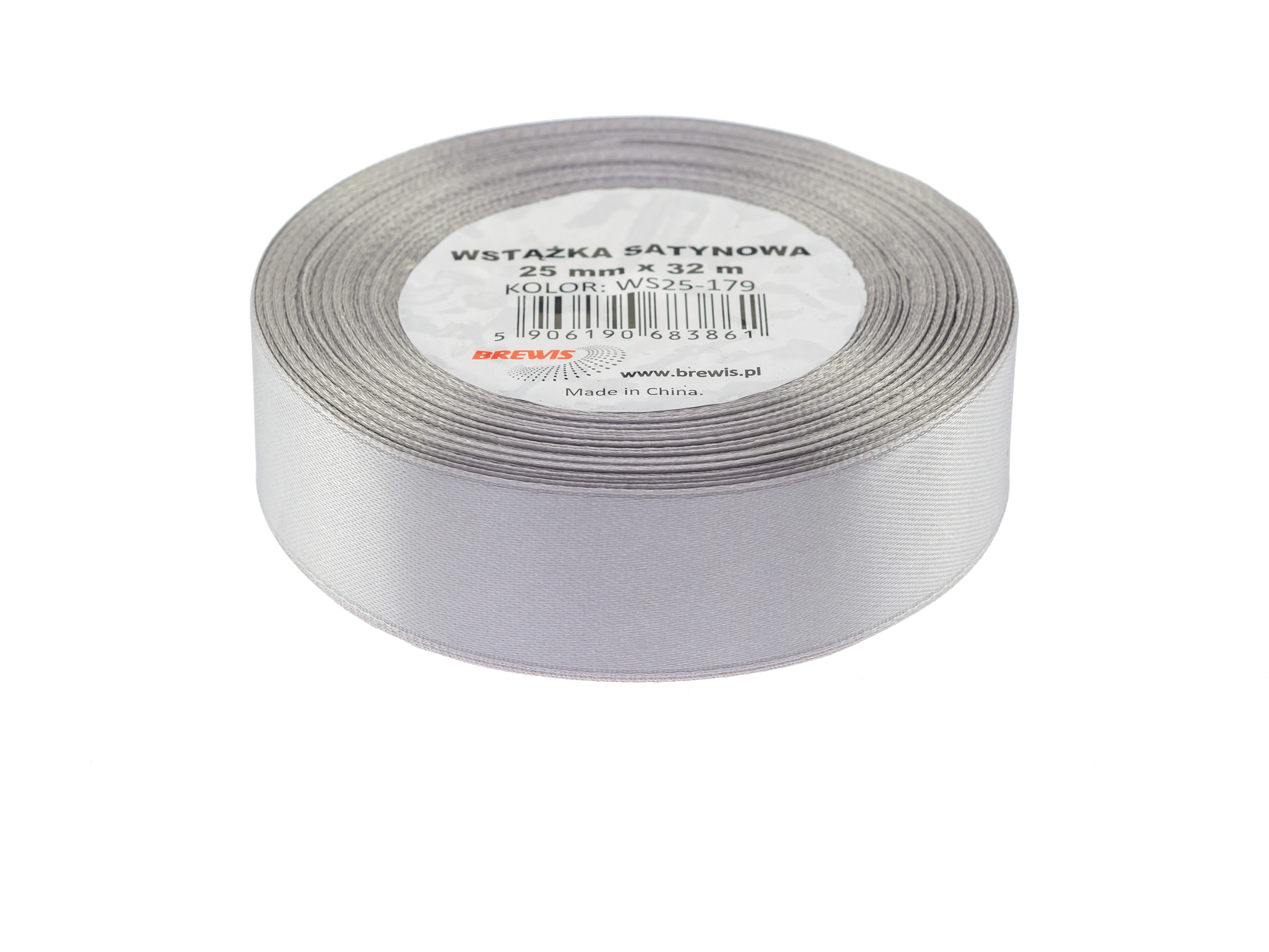 Wstążka Brewis satynowa 25 mm 32 m popielaty | biuroweokazje.pl | Weź zanim zniknie!