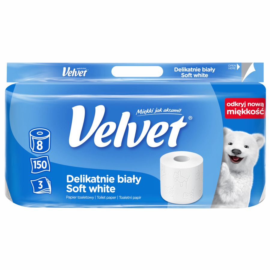 Papier toaletowy Velvet delikatnie biały 3w 8 ro | biuroweokazje.pl | Zrób dobry zakup