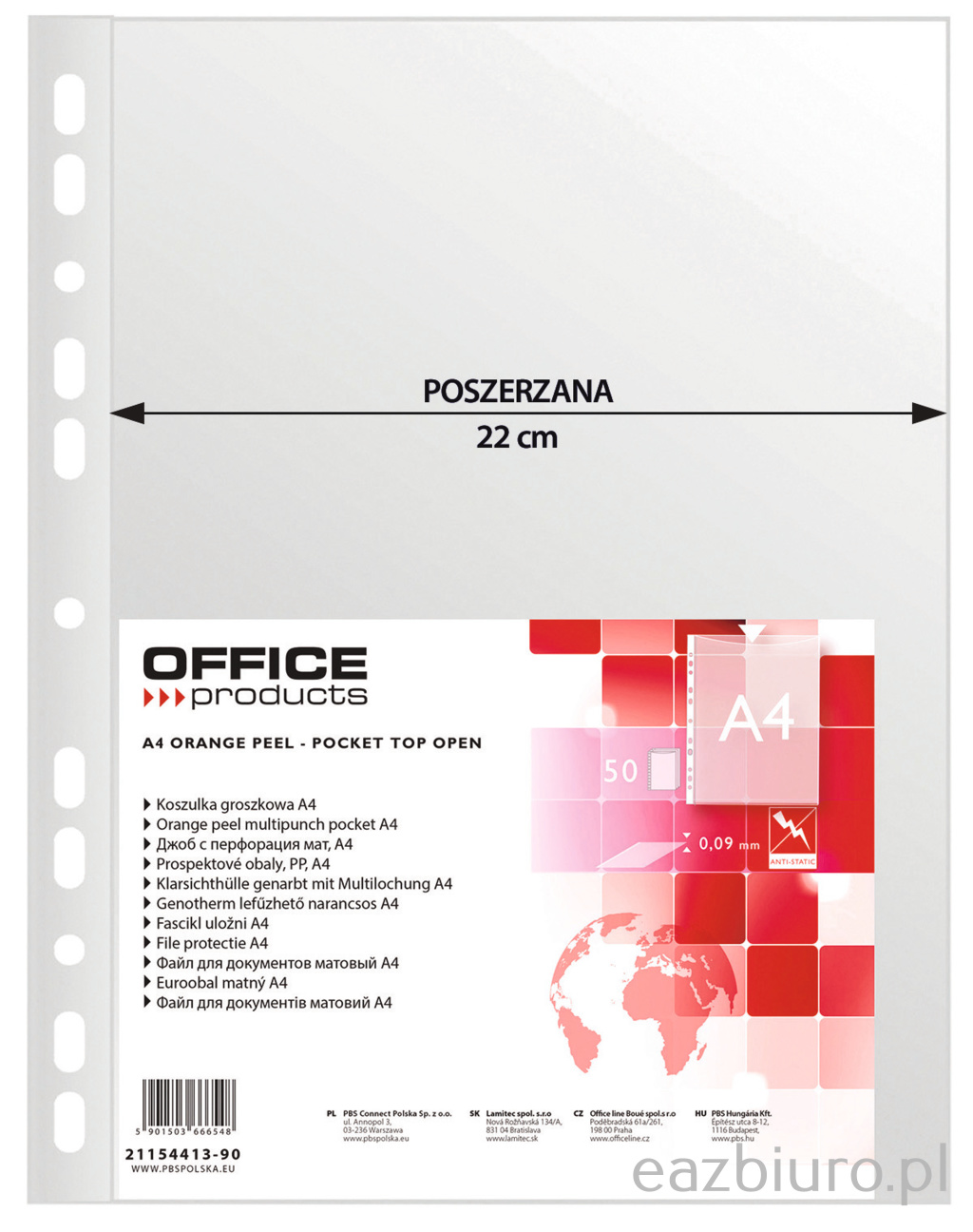 Koszulki na dokumenty Office Products, poszerzana, pp, A4, groszkowe, 90 mikr., zestaw 50 | biuroweokazje.pl | Wybierz mądrze!