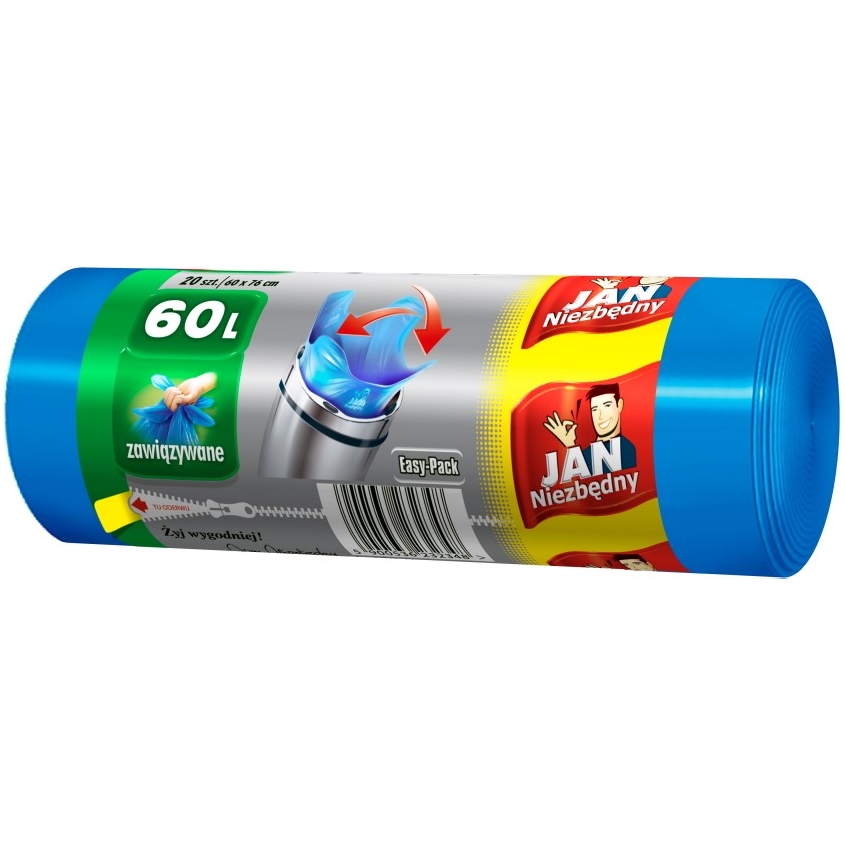 Worki na śmieci hd easy-pack niebieskie Jan Niezbędny 60 l zestaw 20 sztuk. | biuroweokazje.pl | Kup w sekundę!
