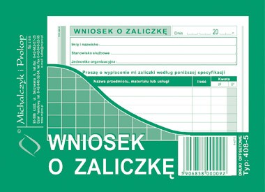 Druk wniosek o zaliczkę M&P do biura | biuroweokazje.pl | Nie przegap!