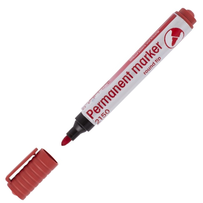 Marker eko niezmywalny 2150 czerwony okrągły drect | biuroweokazje.pl | Kup online!