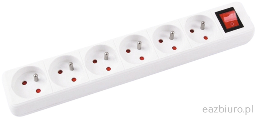 Przedłużacz 6 gniazd 1,5 m z uziemieniem i wyłącznikiem | biuroweokazje.pl | Kup bez wahania!