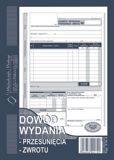 Druk dowód wydania przesunięcia zwrotu M&P | biuroweokazje.pl | Zyskaj więcej!