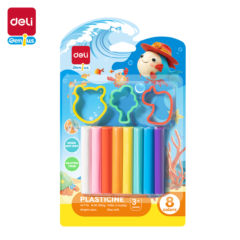 Plastelina Deli EH715 8 kolorów - zestaw z foremka | biuroweokazje.pl | Zobacz co wybierają inni