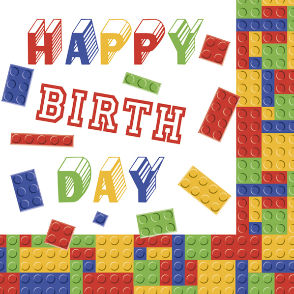 Serwetki Papierowe Building Blocks Birthday 33 x 33 cm Daisy Lunch napkins | biuroweokazje.pl | Zamów teraz!