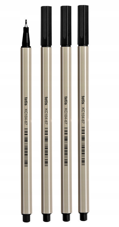 Cienkopis heksagonalny 0,7 mm 4 szt. czarne | biuroweokazje.pl | Dołącz do zadowolonych klientów