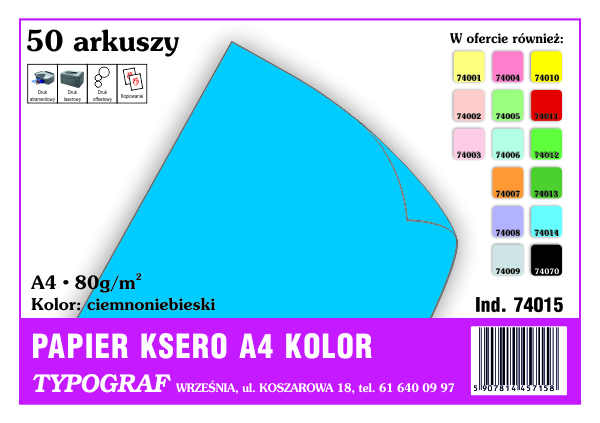 Papier ksero A4 ciemnoniebieski 80 g/50ark | biuroweokazje.pl | Zamów wygodnie!