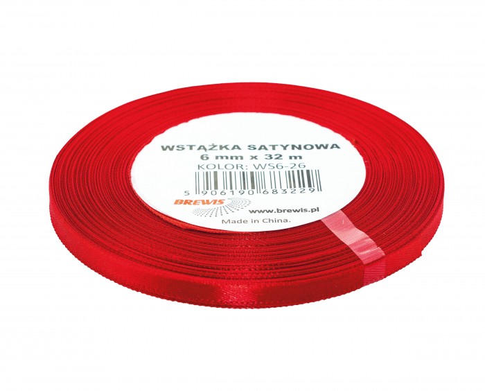 Wstążka satynowa Brewis 6 mm 32 mm czerwony | biuroweokazje.pl | Zamów z gwarancją!