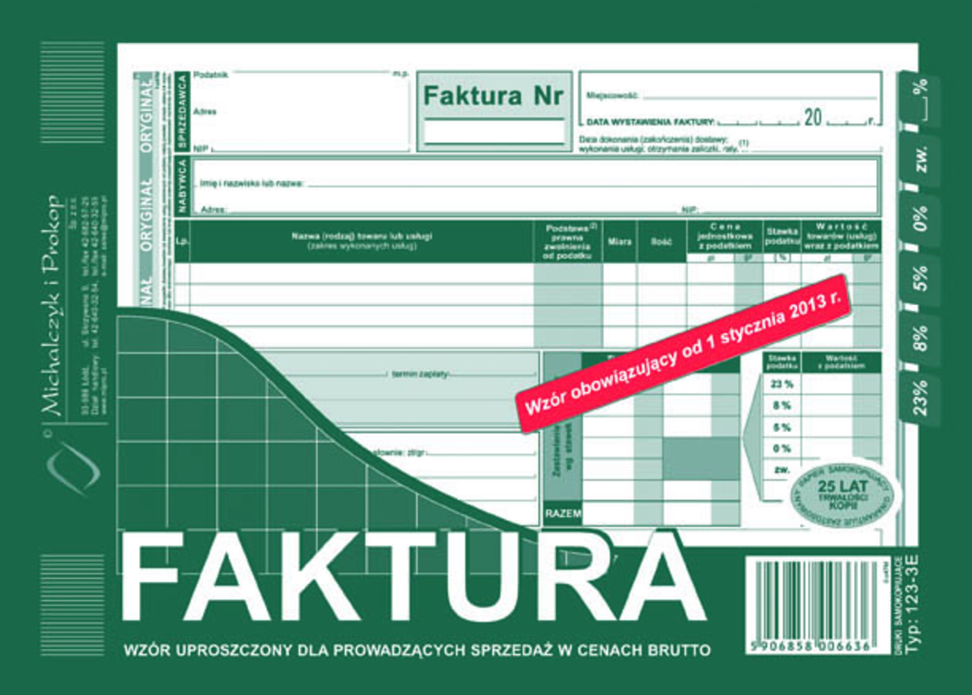 Druk faktura A5 brutto poziom do biura | biuroweokazje.pl | Kup już teraz!