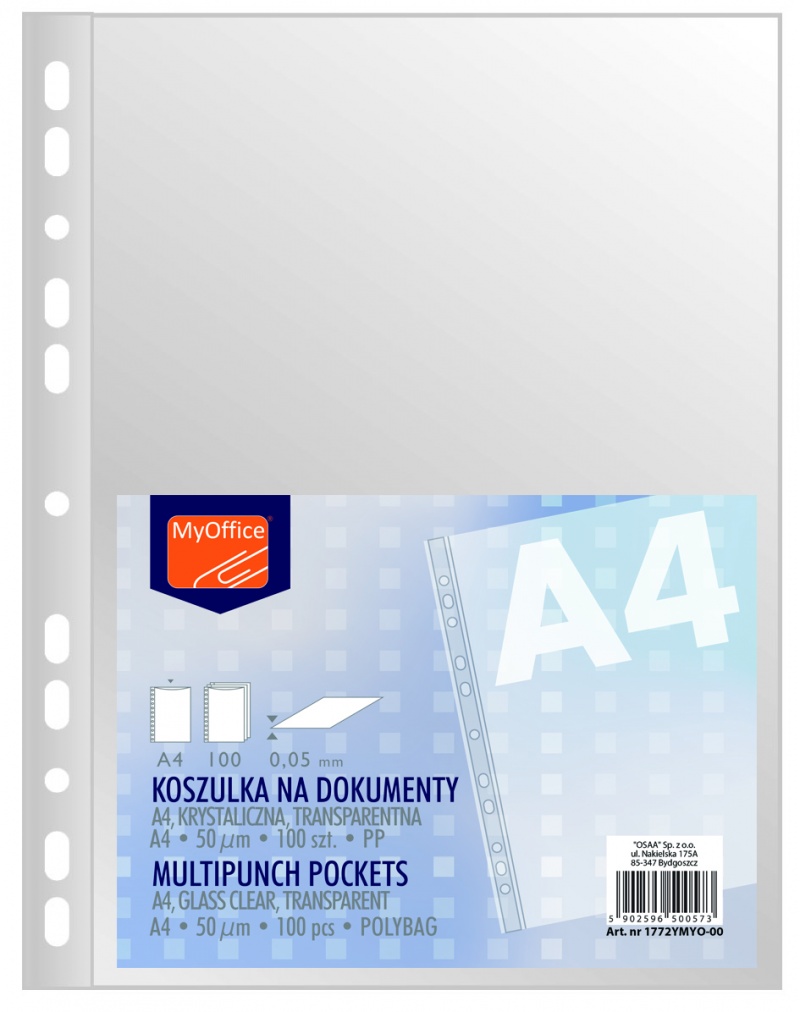 Koszulki A4 krystalicze zestaw 100 sztuk | biuroweokazje.pl | Kup z rabatem!