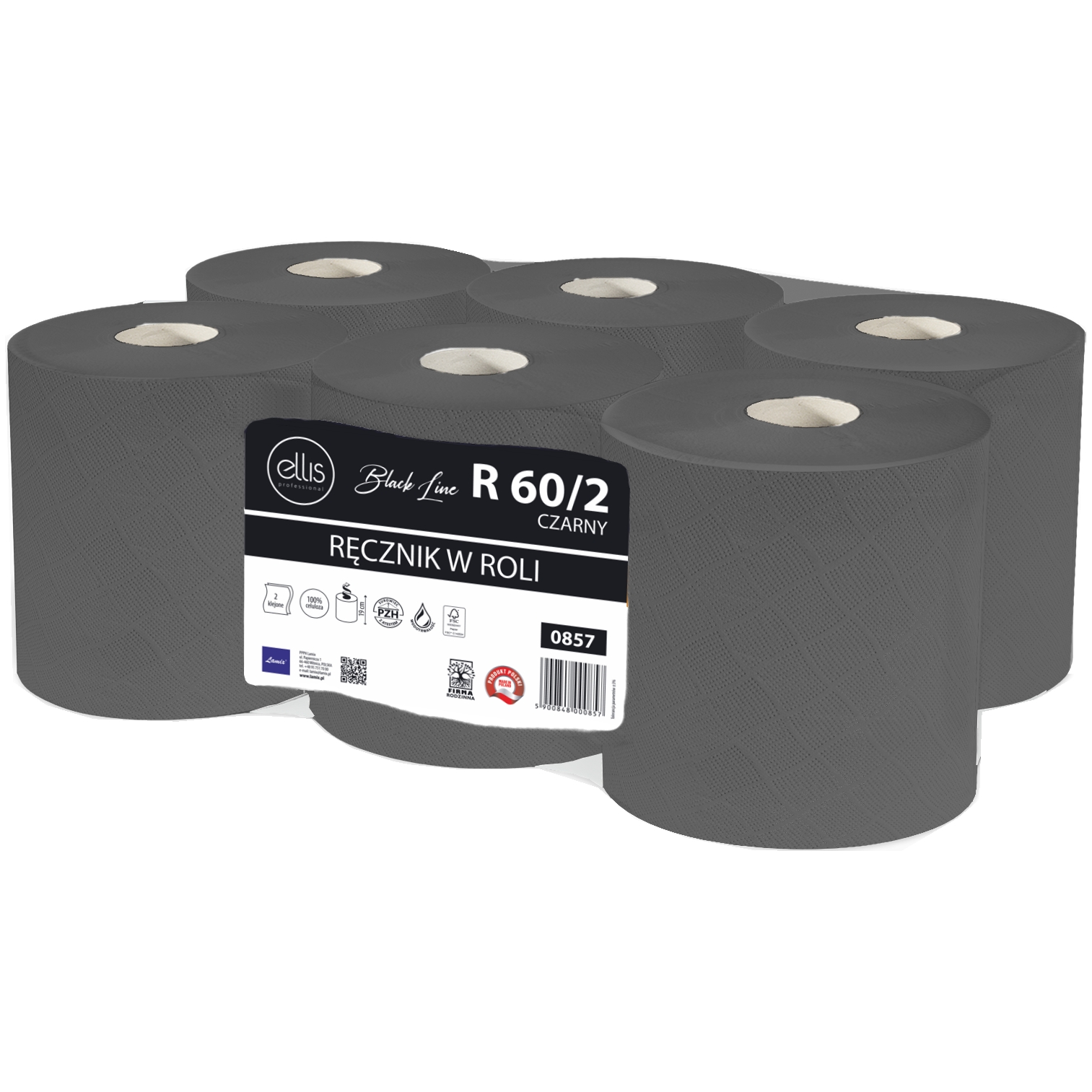 Ręcznik rola duża ellis czarny zestaw 6 sztuk. | biuroweokazje.pl | Weź najlepsze!