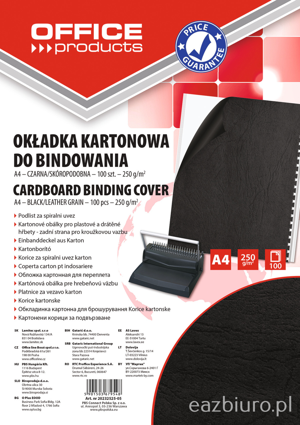 Okładki do bindowania Office Products, karton, A4, 250gsm, skóropodobne, zestaw 100 sztuk, | biuroweokazje.pl | Odbierz szybko!