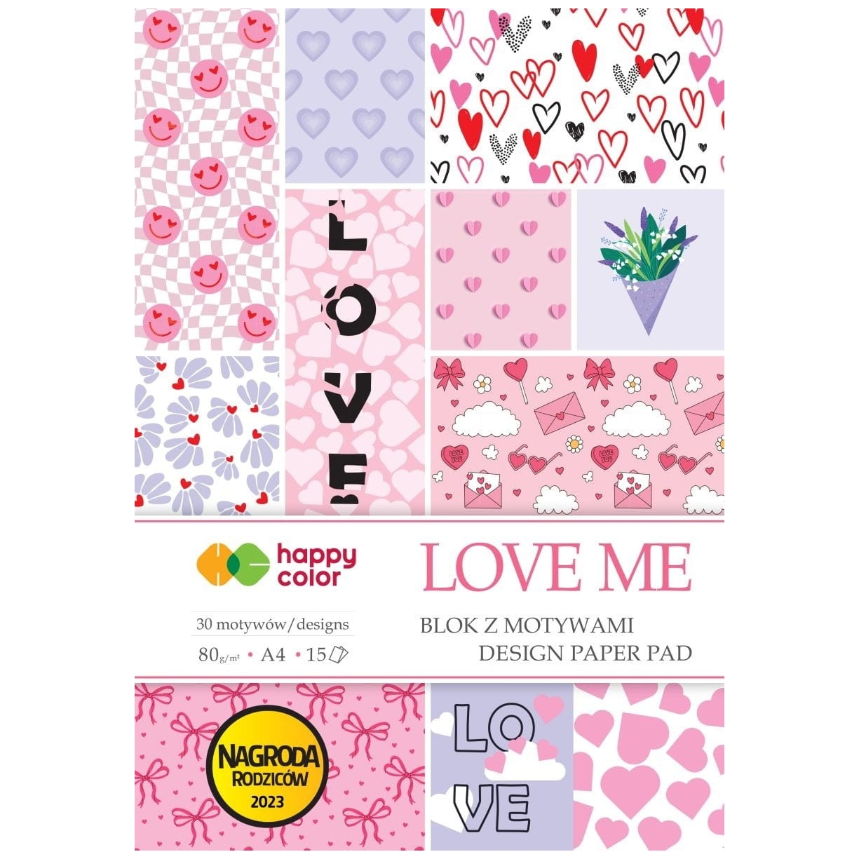 Blok z motywami serc 80g A4 15 ark 30 motywów | biuroweokazje.pl | Skorzystaj z okazji