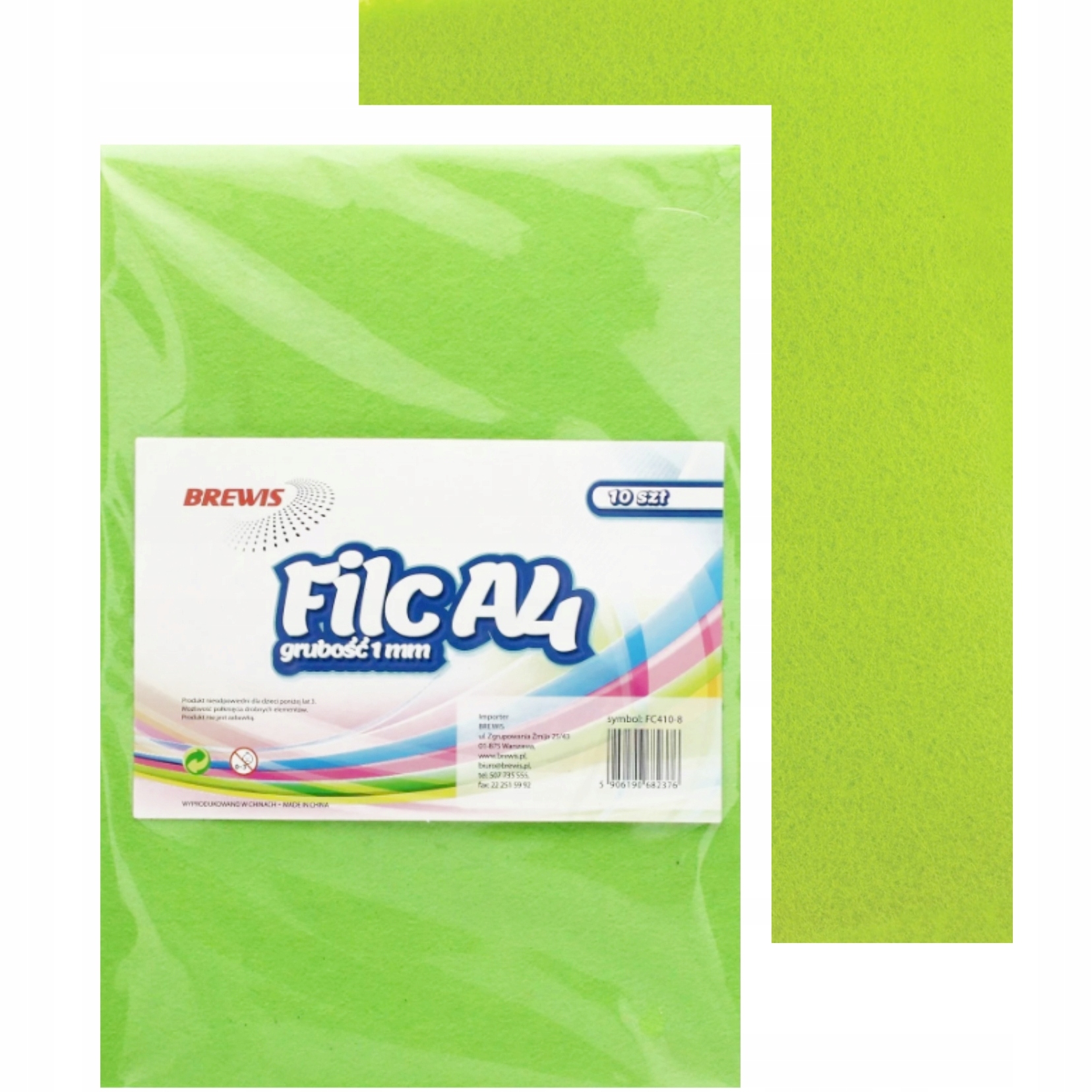 Filc dekoracyjny A4 1 mm jasny zielony zestaw 10 sztuk | biuroweokazje.pl | Kup bez wahania!