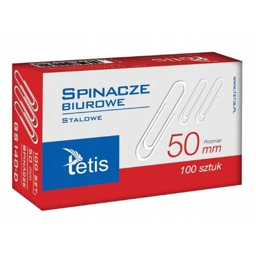 Spinacze biurowe okrągłe Tetis 50 mm zestaw 100 sztuk. | biuroweokazje.pl | Nie przegap!