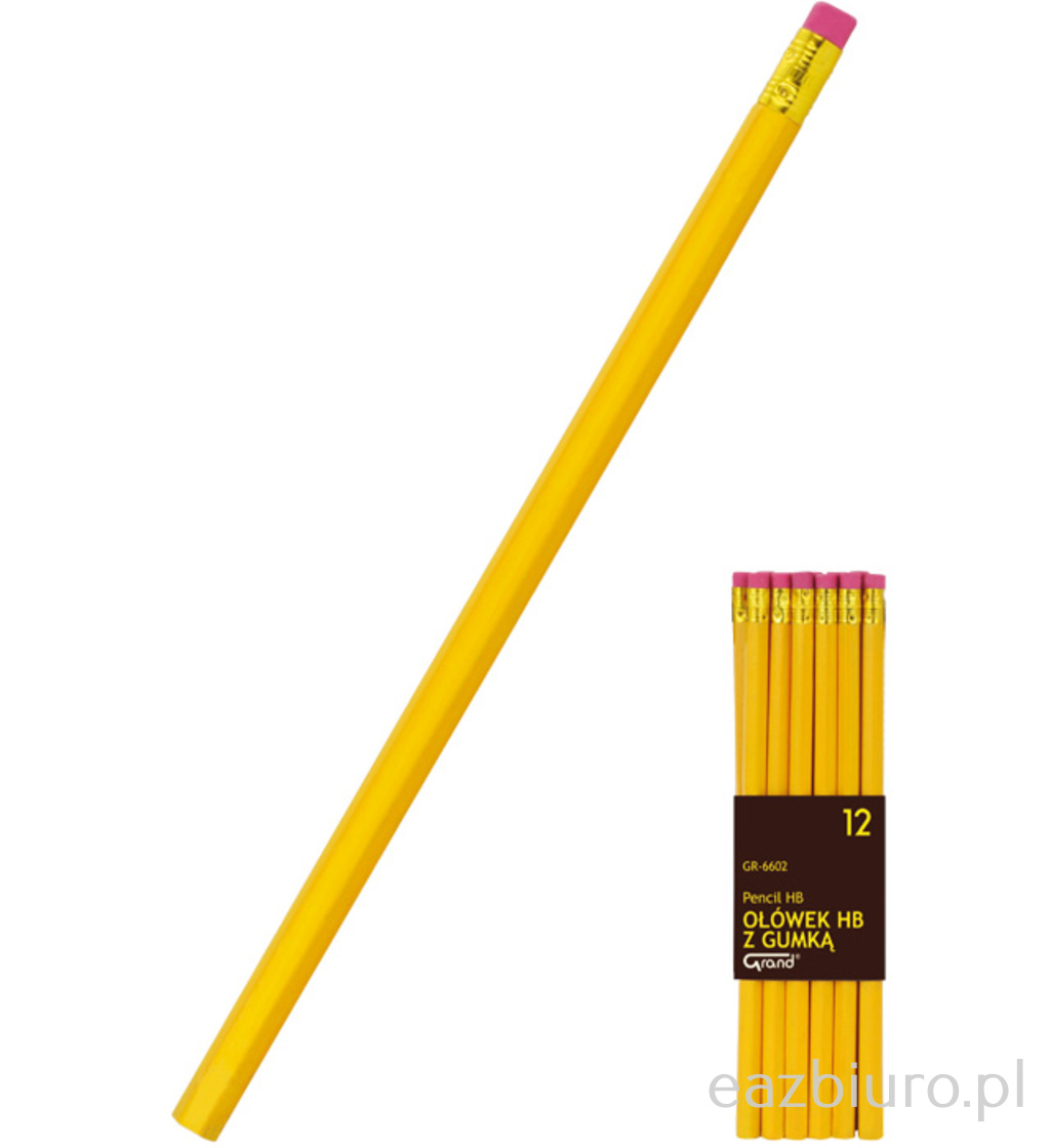 Ołówek z gumką hb do biura do biura | biuroweokazje.pl | Zamów taniej!