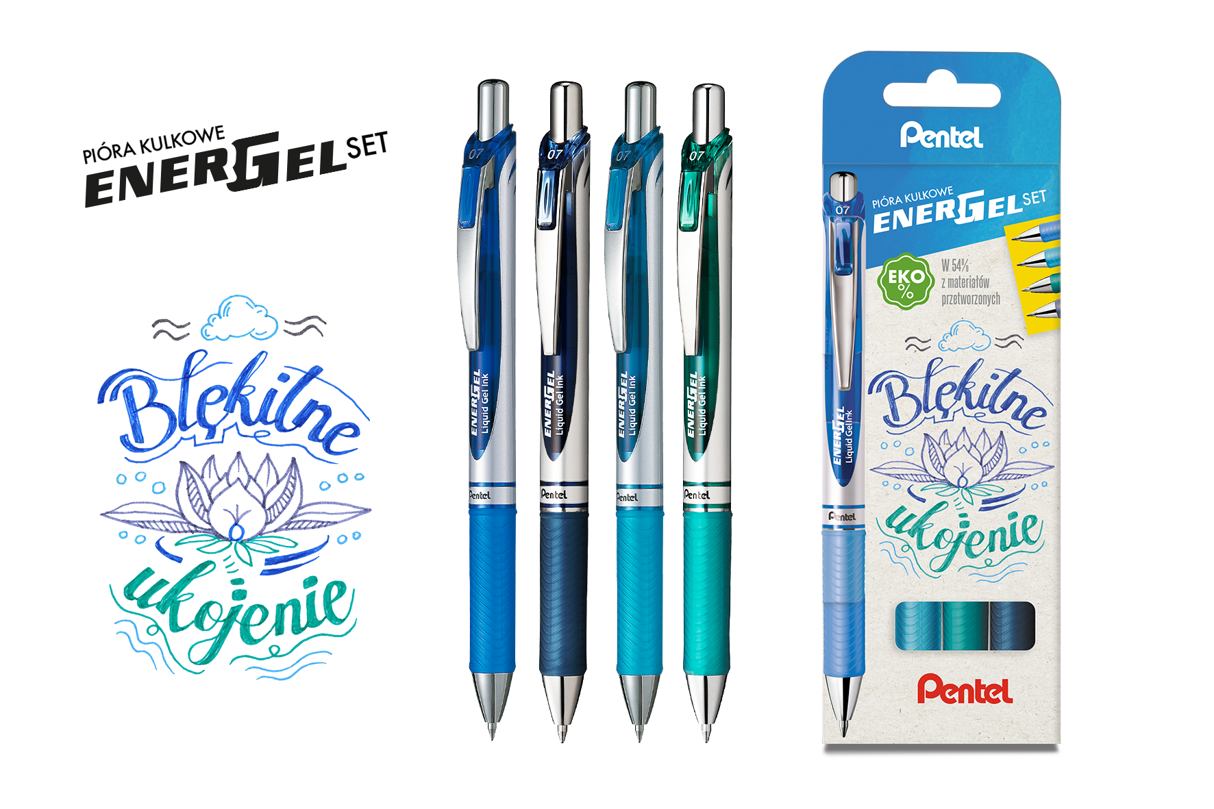 Pentel pióro kulkowe 0,7 mm energel set bl77-st4cacsspl błękitne ukojenie | biuroweokazje.pl | Kup od razu!