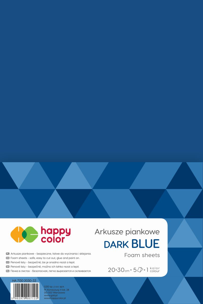 Arkusze piankowe A4, 5 ark, granatowe Happy Color | biuroweokazje.pl | Zobacz i zamów