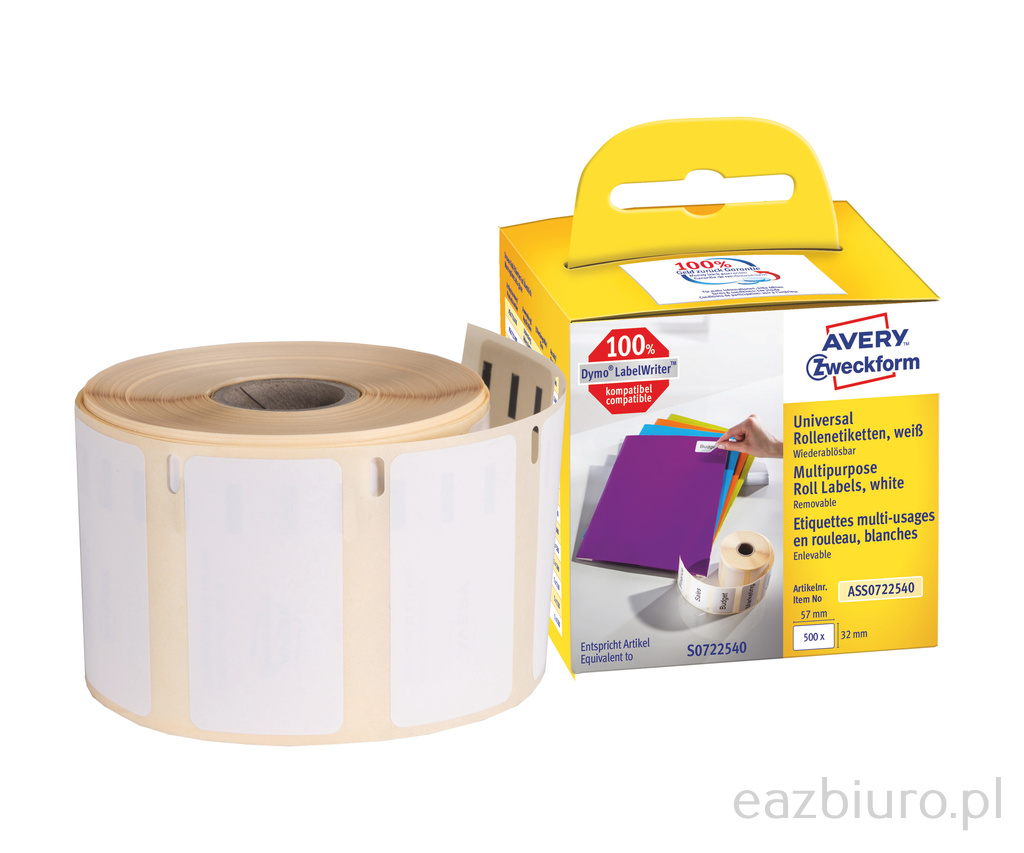 Etykiety uniwersalne Avery Zweckform w rolce do drukarek termicznych; 500etyk./1rolka; 32 | biuroweokazje.pl | Działaj teraz!