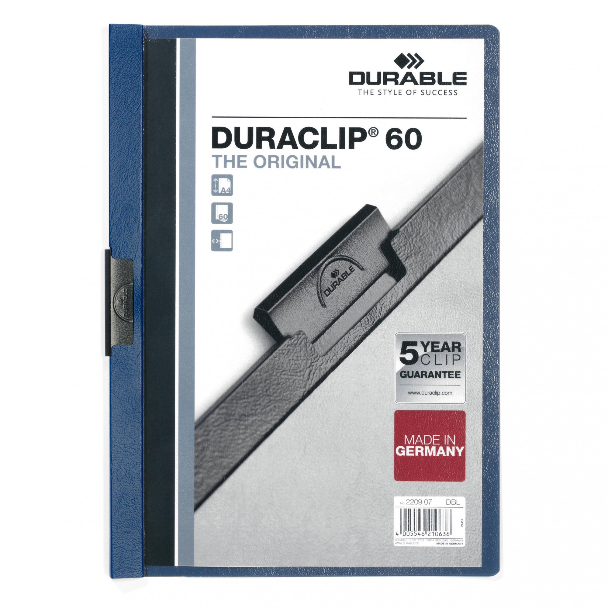 Skoroszyt Plastikowy z grzbietem zaciskowym 60 kartek granatowy Durable | biuroweokazje.pl | Kup wygodnie!