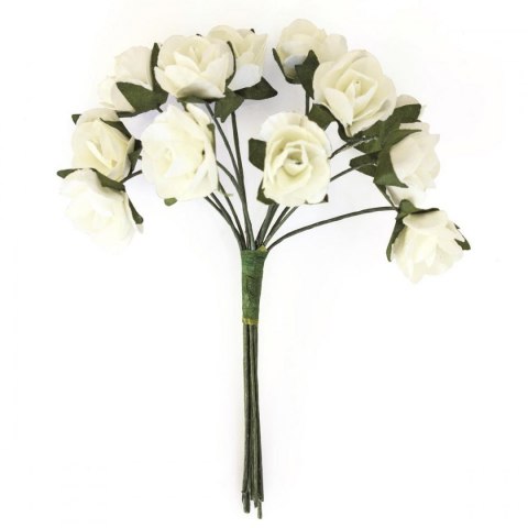 Kwiaty papierowe róże bukiet zestaw 12 sztuk biały | biuroweokazje.pl | Skorzystaj dziś!