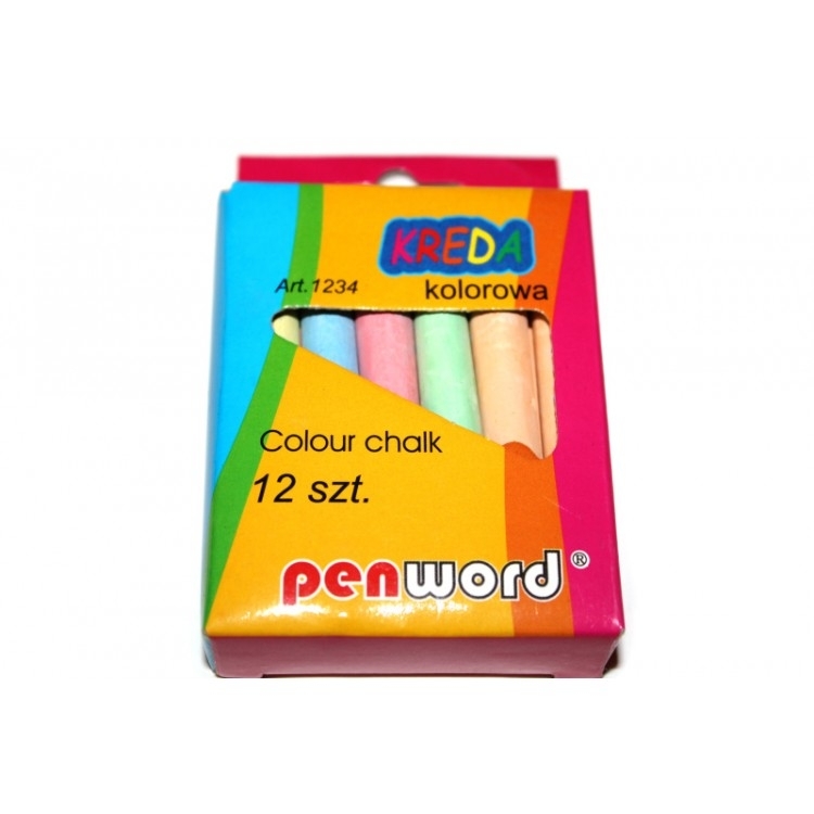 Kreda szkolna kolorowa zestaw 12 sztuk. | biuroweokazje.pl | Zamów wygodnie!