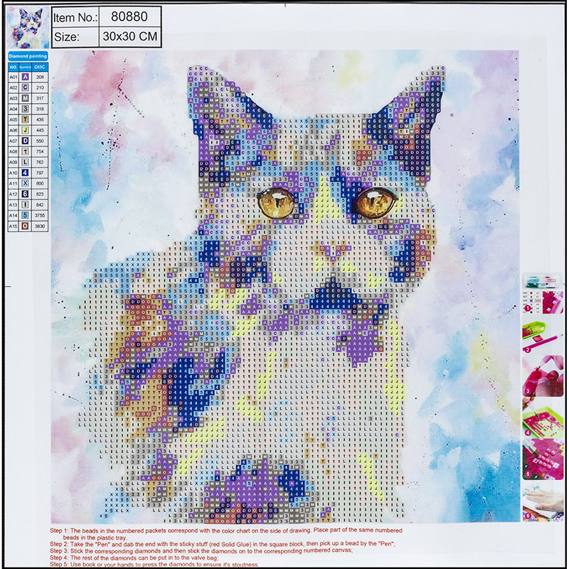 Mozaika diamentowa 5d 30x30 cm kot | biuroweokazje.pl | Zamów z gwarancją!