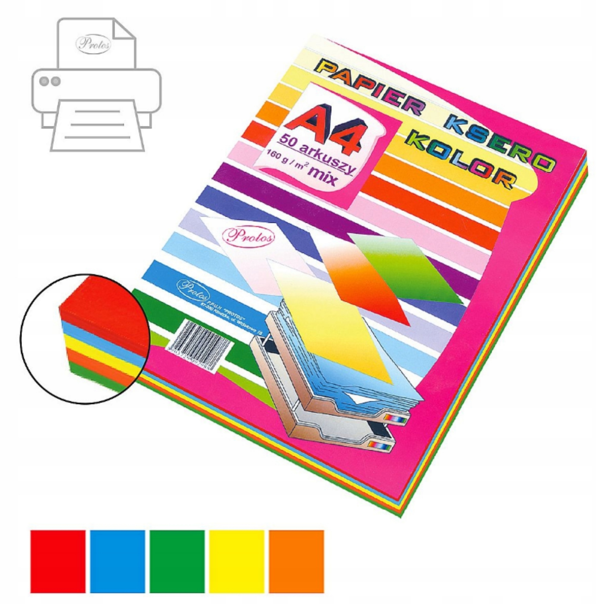 Papier ksero A4 160 g zestaw 50 arkuszy mix kolorów protos | biuroweokazje.pl | Weź okazję!