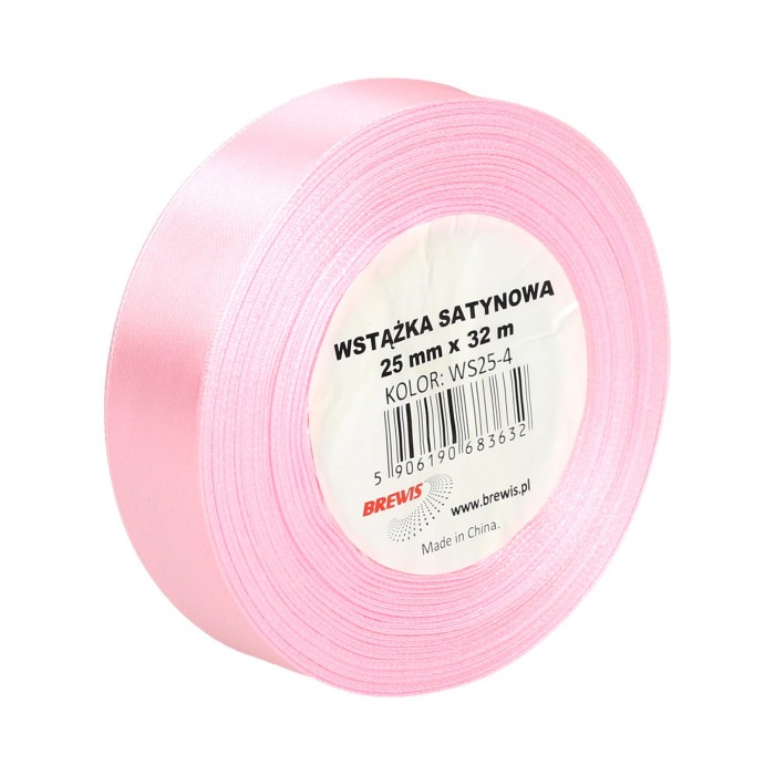 Wstążka satynowa Brewis 25 mm jasny różowy | biuroweokazje.pl | Kup taniej!