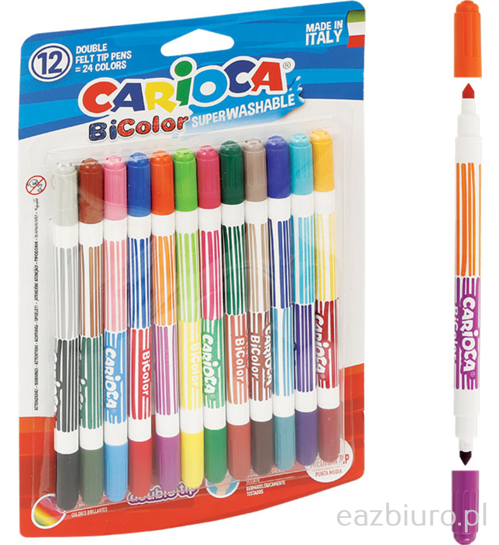 Mazaki dwustronne carioca zestaw 12 sztuk | biuroweokazje.pl | Skorzystaj dziś!