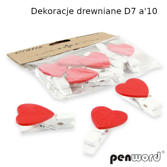 Klamerki drewniane z serduszkami czerwone | biuroweokazje.pl | Skorzystaj z wyjątkowej oferty