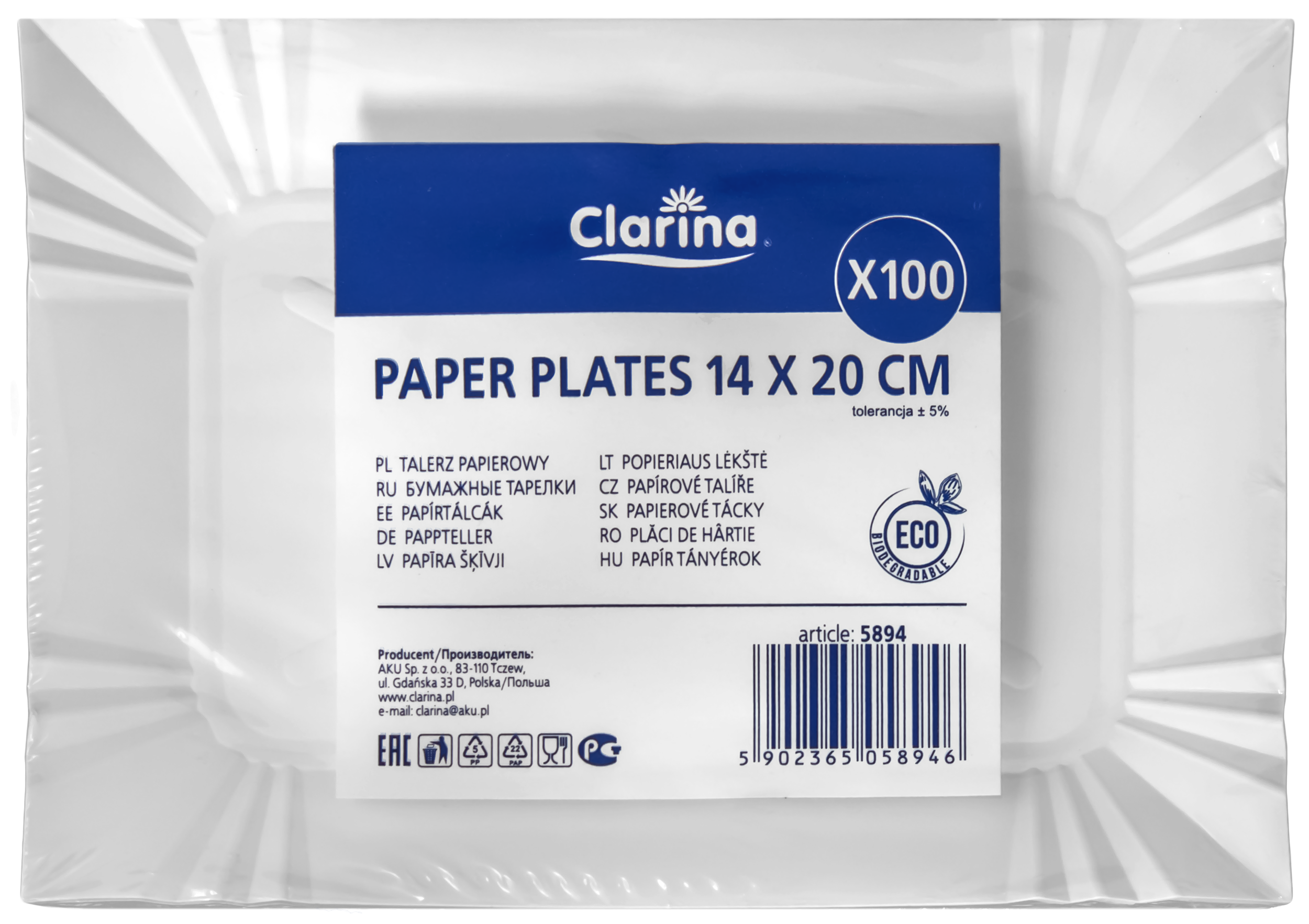 Tacka papierowa Clarina 14 x 20 zestaw 100 sztuk. | biuroweokazje.pl | Weź zanim zniknie!