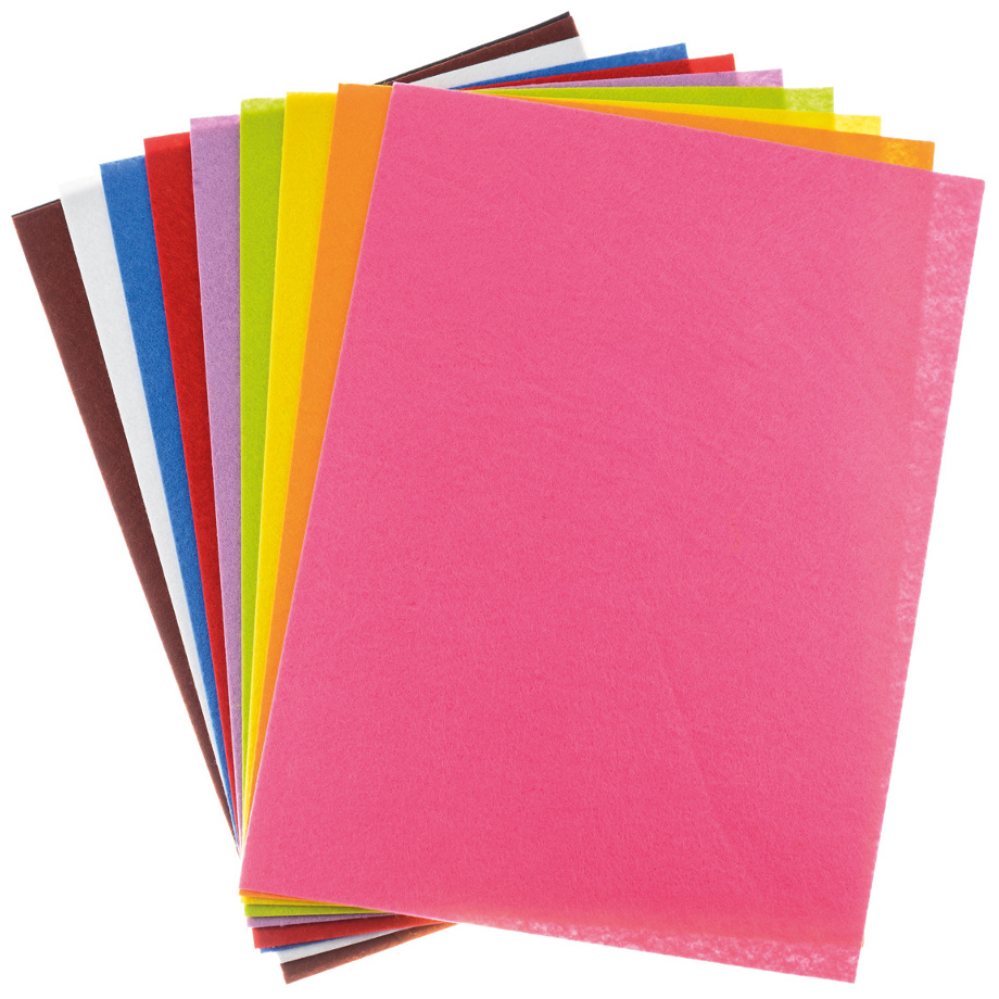 Filc dekoracyjny A4 1 mm mix samoprzylepny zestaw 10 sztuk | biuroweokazje.pl | Nie czekaj!