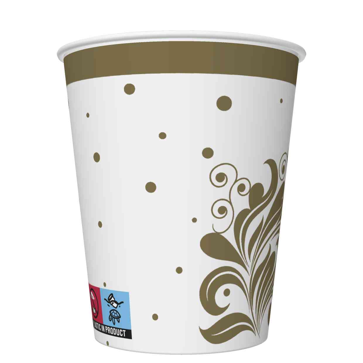 Kubki papierowe SUP Ornament Gold zestaw 8 sztuk. 250 ml | biuroweokazje.pl | Nie czekaj!