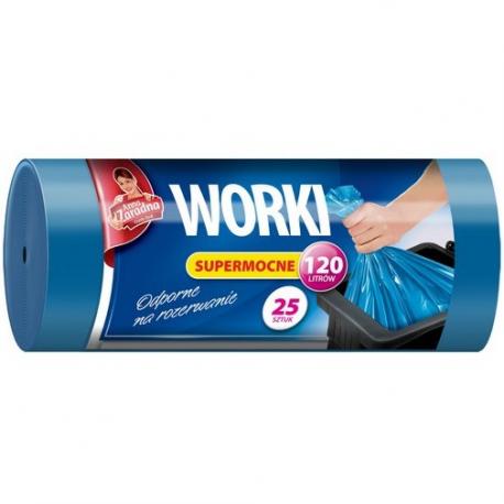 Worki na śmieci Anna Zaradna, supermocne, 120 l, niebieskie, zestaw 25 sztuk., niebieski | biuroweokazje.pl | Kup wyjątkowo!