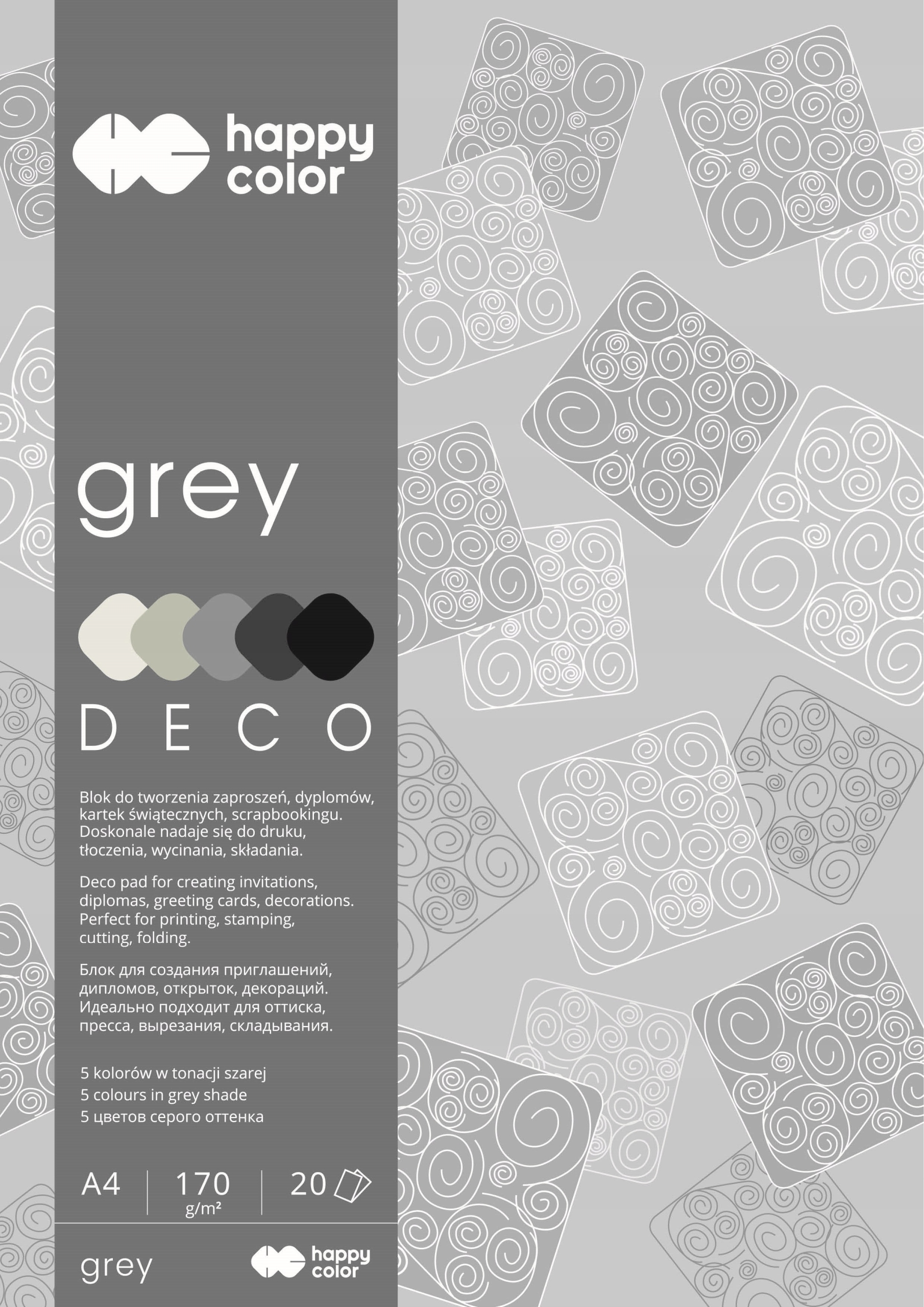 Blok deco grey A4, 170g, 20 ark, 5 kol. tonacja | biuroweokazje.pl | Postaw na lidera