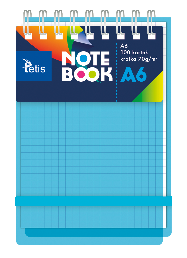 Niebieski kołonotatnik pp z przekładkami A6 Tetis, 100 kartek w kratkę | biuroweokazje.pl | Zamów taniej!