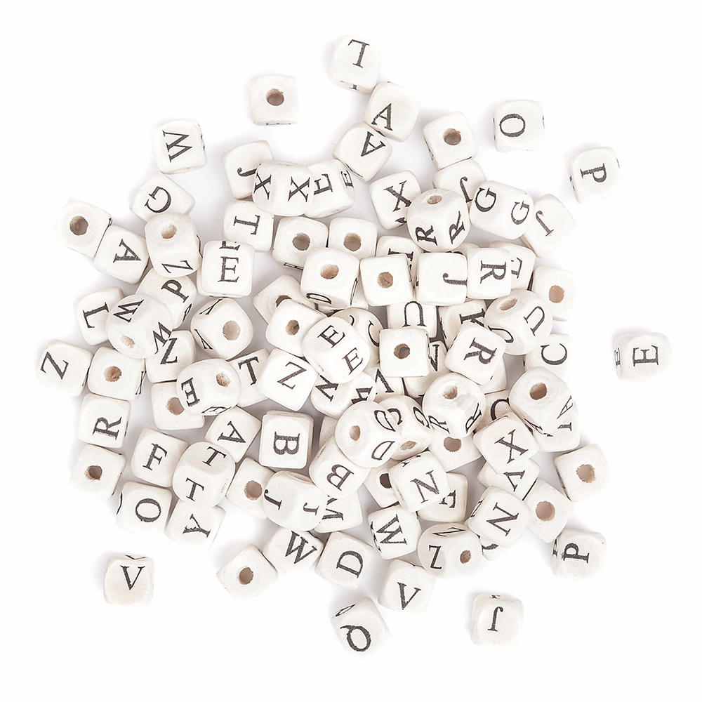 Drewniane koraliki, litery , zestaw 100 sztuk. | biuroweokazje.pl | Zamów bezpiecznie!