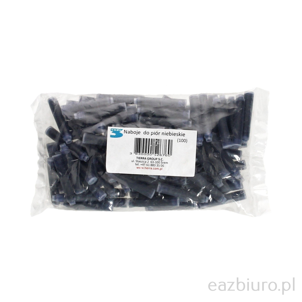 Naboje do pióra niebieskie zestaw 100 sztuk | biuroweokazje.pl | Zamów natychmiast!