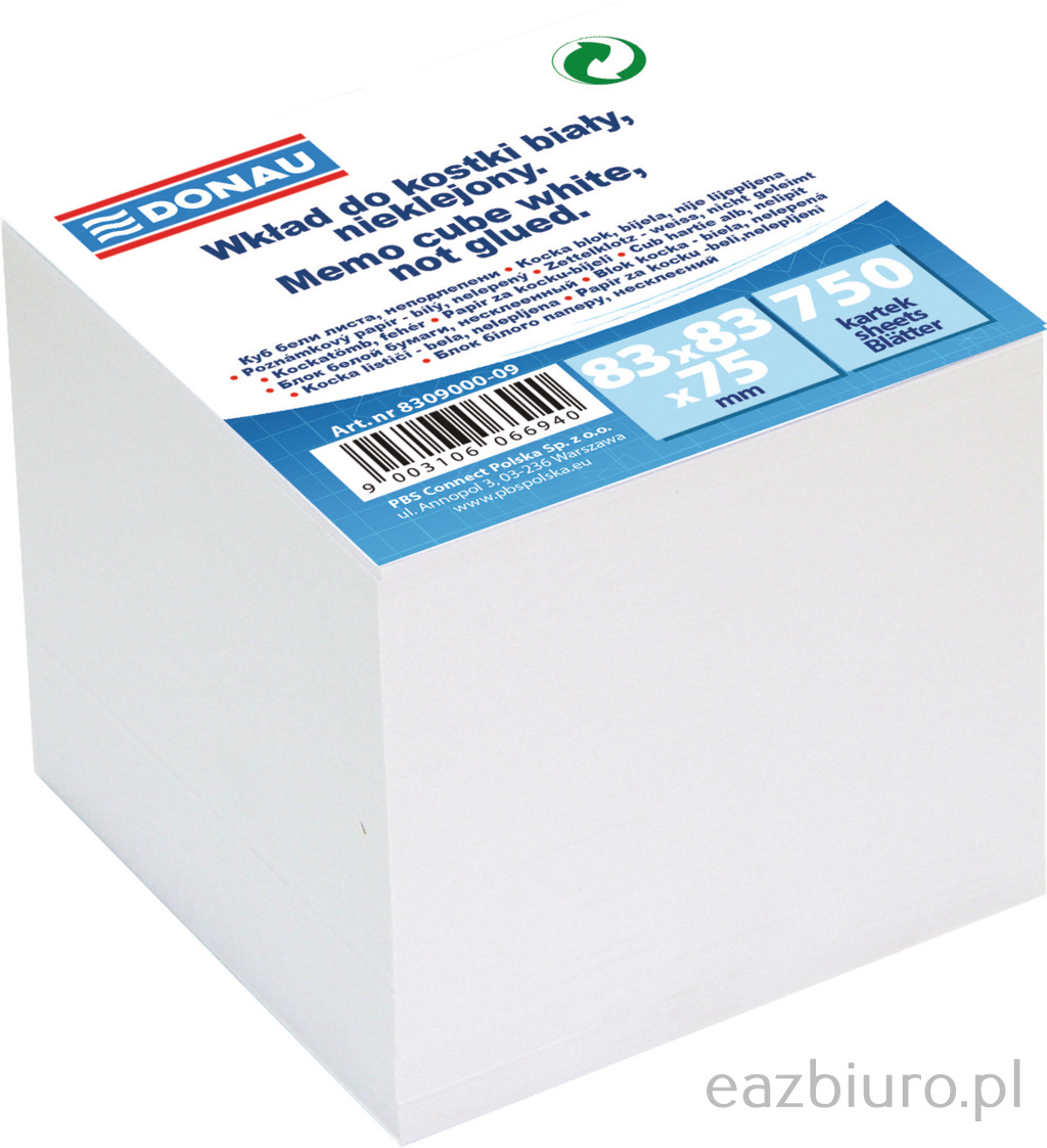 Kostka Donau biała nieklejona 83x83x75 mm | biuroweokazje.pl | Kup online!