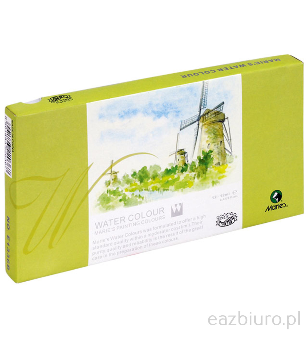 Farby akwarelowe e 1336 b - 12 kolorów maries 12 ml | biuroweokazje.pl | Zamów wygodnie!